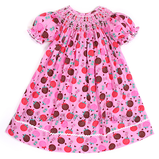 Lovely geometric hand smocked bishop dress - BB1270G